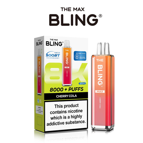 The Crystal Bling Max 8000 Prefilled Vape Pod Kit Box of 5 - Cherry Cola - vapeukwholesale