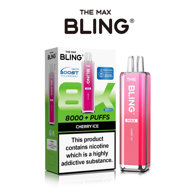 The Crystal Bling Max 8000 Prefilled Vape Pod Kit Box of 5 - Cherry Ice - vapeukwholesale