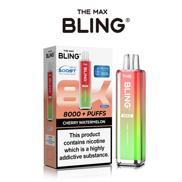 The Crystal Bling Max 8000 Prefilled Vape Pod Kit Box of 5 - Cherry Watermelon - vapeukwholesale