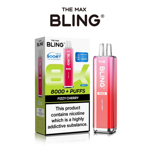 The Crystal Bling Max 8000 Prefilled Vape Pod Kit Box of 5 - Fizzy Cherry - vapeukwholesale