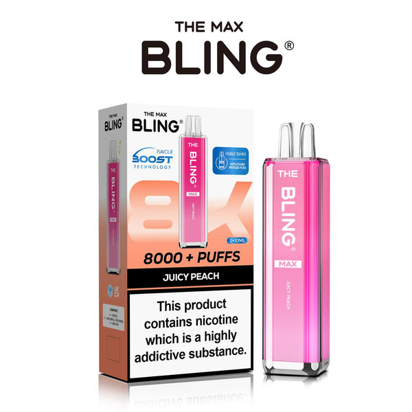 The Crystal Bling Max 8000 Prefilled Vape Pod Kit Box of 5 - Juicy Peach - vapeukwholesale