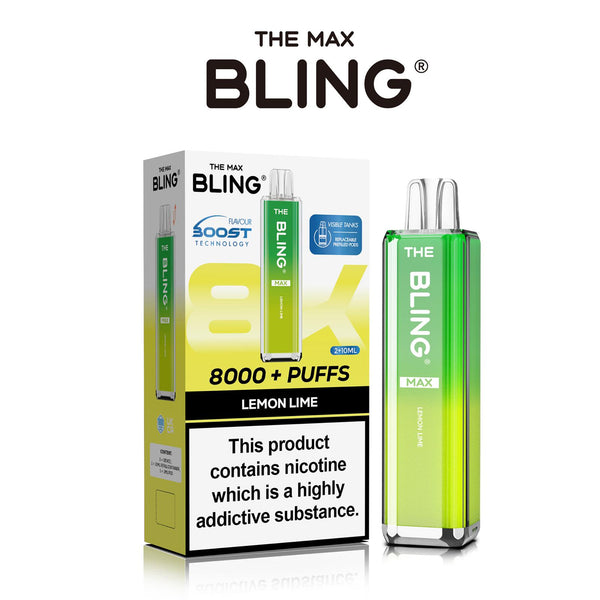 The Crystal Bling Max 8000 Prefilled Vape Pod Kit Box of 5 - Lemon Lime - vapeukwholesale