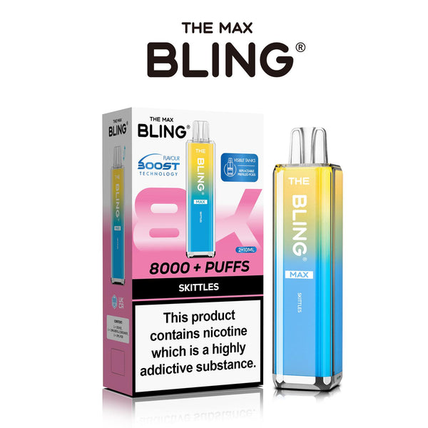 The Crystal Bling Max 8000 Prefilled Vape Pod Kit Box of 5 - Skittles - vapeukwholesale