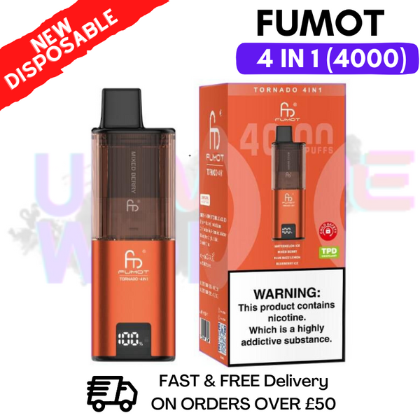 Shop Orange Edition Fumot Tornado 4000 Puff Disposable Vape Kit - UK Vape World