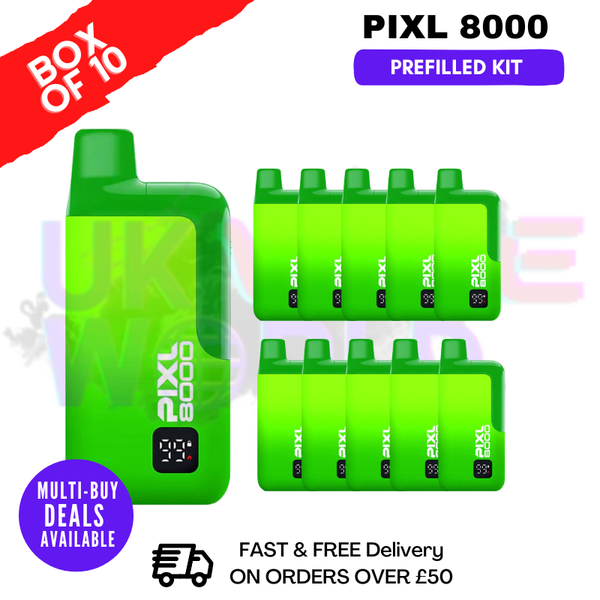 Apple Peach Pixl 8000 Kits Box Of 10 - ukvapeworld