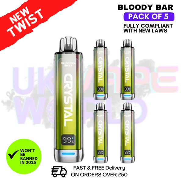 Banana Ice Bloody Bar Crystal 10K Puff Pack Of 5