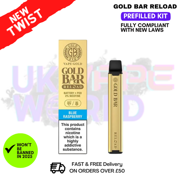 Shop Blueberry Raspberry Gold Bar Reload Prefilled Pod Kit - UK Vape World