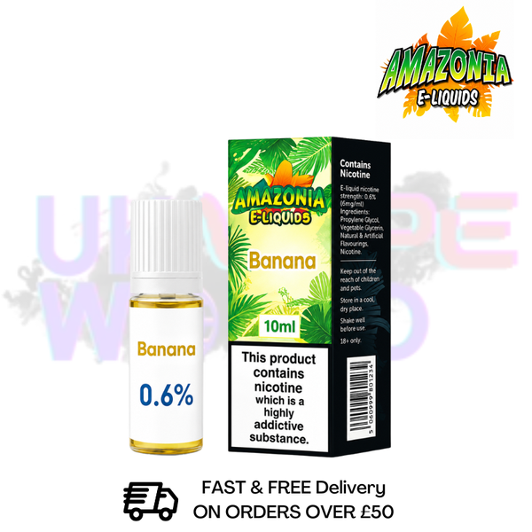 Shop Amazonia 10ml Banana Eliquid Only £2.99 (PCS) - UK Vape World