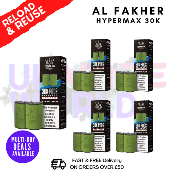 Blue Razz Blast AL Fakher 30K Box Of 5 Replacement Pods - ukvapeworld