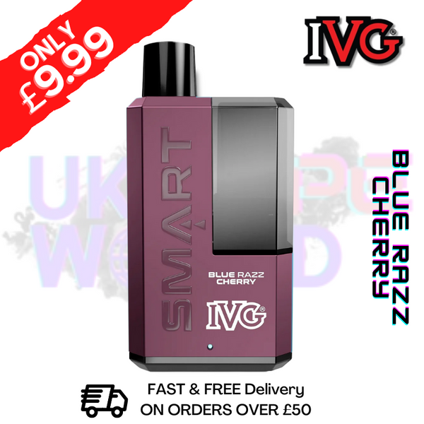 Shop Blue Razz Cherry IVG 5500 Smart Disposable Kit - ONLY £9.99 - UK Vape World