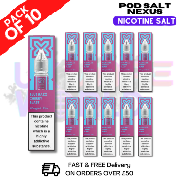 Shop Blue Razz Cherry Pod Salt Nexus Nic Salt Box Of 10 - UK Vape World
