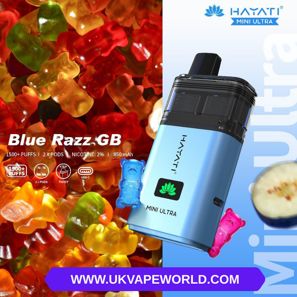 Shop Blue Razz Gummy Bear Hayati Mini Ultra 1500Puff Twist Kit - UK Vape World