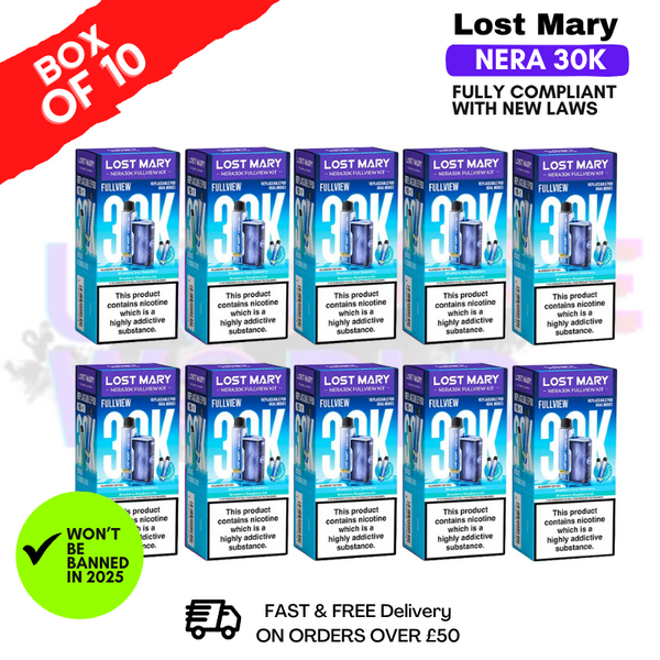 Shop Blue Edition Lost Mary NERA 30K Puff Box Of 10 - UK Vape World
