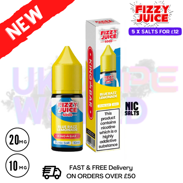 Fizzy Juice 5000 Nic Salt Blue Razz Lemonade 10ML E-liquid - UK Vape World