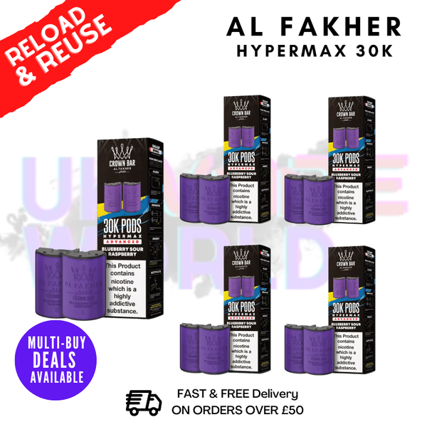 Blueberry Raspberry AL Fakher 30K Box Of 5 Replacement Pods - ukvapeworld