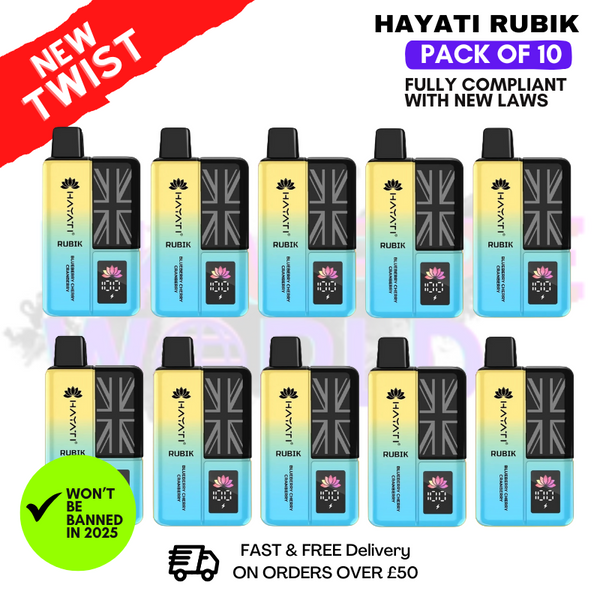 Blueberry Cherry Cranberry Hayati Rubik 7K 7000 Puff Box Of 10