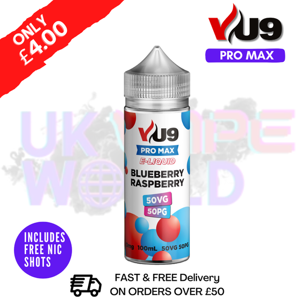 VU9 Pro Max 50/50 Shortfill Juice 100ML Eliquid | FREE NIC Shots