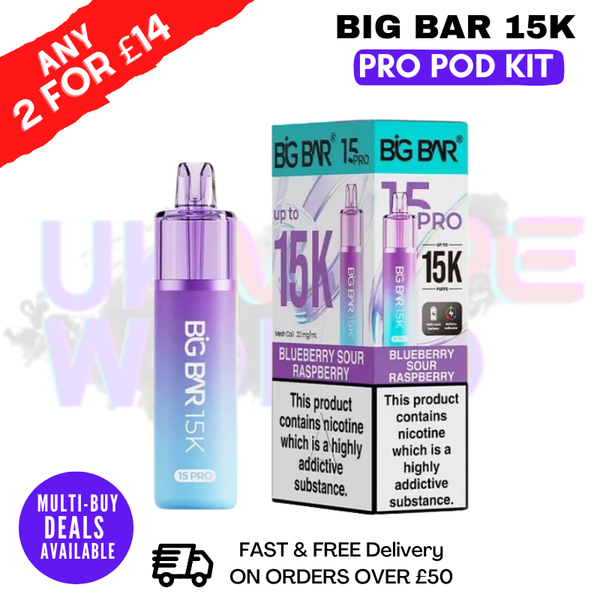 Big Bar 15K Pro 15000 Puff Pod Kit - Any 2 For £14