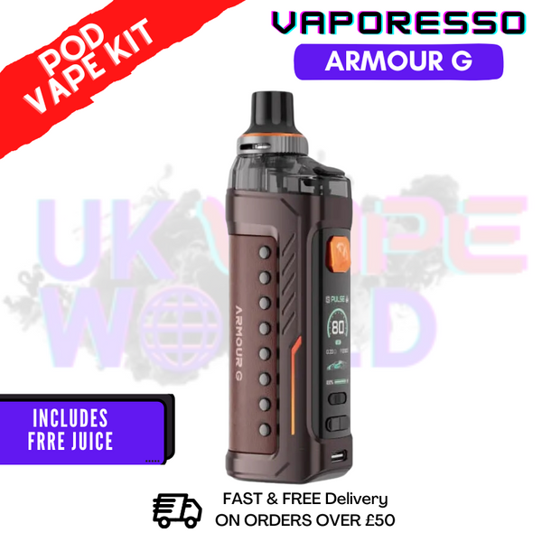 Brown Vaporesso Armour G Pod Kit + Free 100ML