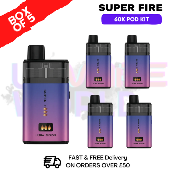 Pink Edition SuperFire 60K Ultra Fusion Box Of 5 - ukvapeworld