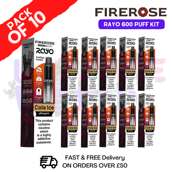 Cola ice Firerose 600 Puff Vape Kits Box of 10 - ukvapeworld