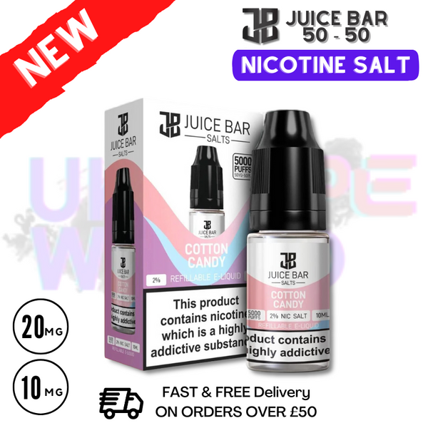 Shop Cotton Candy Juice Bar Nic Salt 10ML eLiquid Only £1.99 - UK Vape World