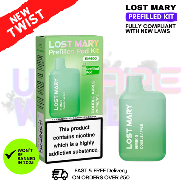 Shop Double Apple Lost Mary BM600 Prefilled Pod Kit - UK Vape World