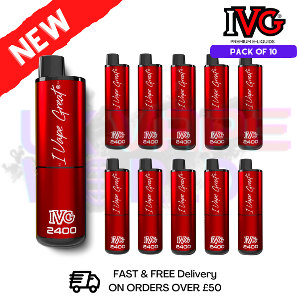 Box Of 10 - Fizzy Edition (NEW) IVG 2400 Disposable Pen Kit - UK Vape World