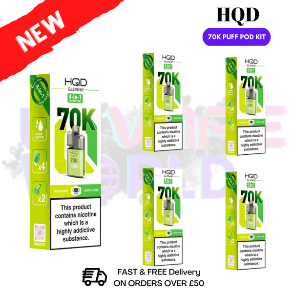 Fresh Mint HQD Glow Air 70k Vape Kit Box of 5 - ukvapeworld
