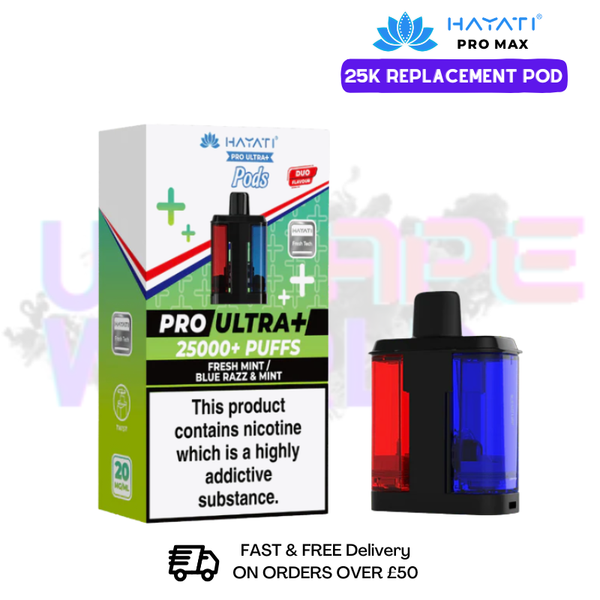 Hayati Pro Ultra Plus 25K Blue Razz Mint Replacement Pods - UK Vapeworld