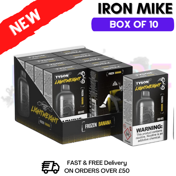 Shop Frozen Banana Tyson 2.0 600puff Vape Kit Box Of 10 Disposable - UK Vape World