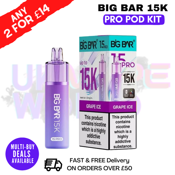 Grape Ice Big Bar 15K Prefilled Pod Kit - £7.89 - ukvapeworld