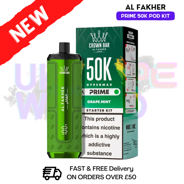 Shop Grape Mint Al Fakher 50K HyperMax Prefilled Pod Kit - 3 For £30