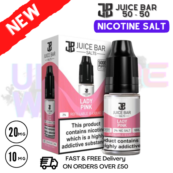Shop Lady Pink Juice Bar Nic Salt 10ML eLiquid Only £1.99 - UK Vape World