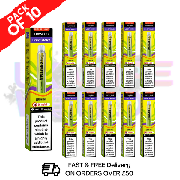 Shop Lemon Lime Lost Mary Crystal Pro 600 KITS Box Of 10 - Lowest Price
