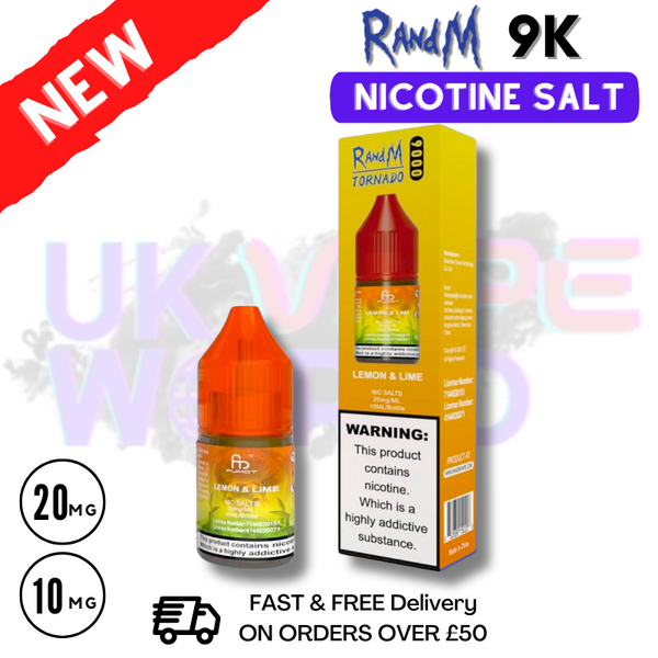 Shop Lemon Lime RandM Tornado 9000 Nic Salt 10ml eLiquid- UK Vape World