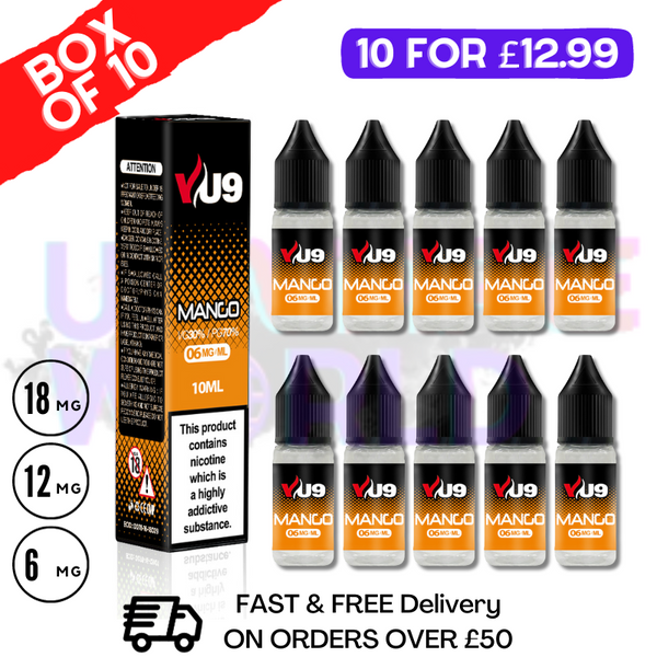 Mango VU9 E-Liquid Juice 10ml Nic Eliquid - 10 x 10ML - UK Vape World