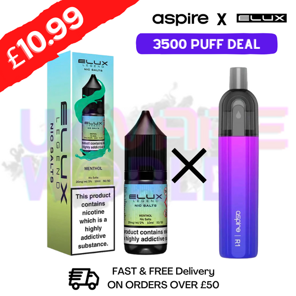Menthol (NEW) ELUX LEGEND Salt 3500puff x Aspire Disposble Kit - UK Vape World