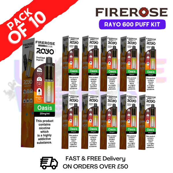 Oasis Firerose 600 Puff Vape Kits Box of 10 - ukvapeworld