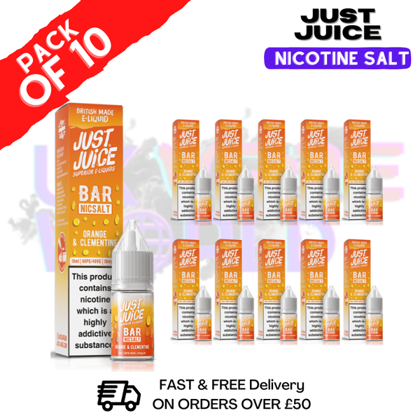 Orange Clementine Just Juice Nic Salt Box Of 10 - ONLY £17.99 - ukvapeworld
