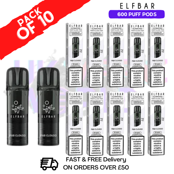 Elf Bar 600 Puff P&B Cloudd Replacement Pods Box of 10- ukvapeworld