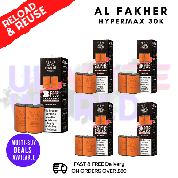 Peach ICE AL Fakher 30K Box Of 5 Replacement Pods - ukvapeworld