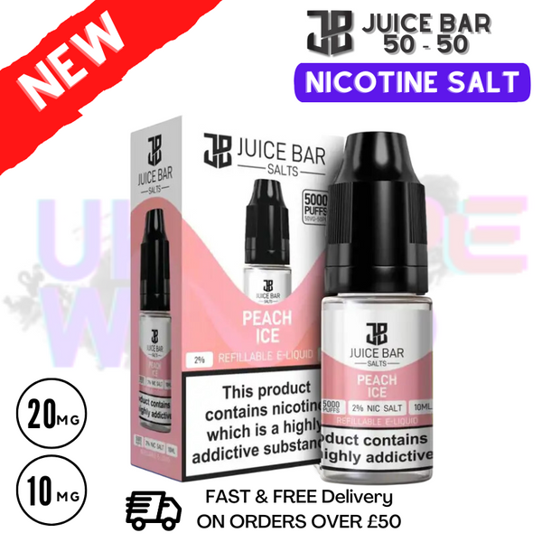 Shop Peach Ice - Juice Bar Nic Salt 10ML eLiquid Only £1.99 - UK Vape World