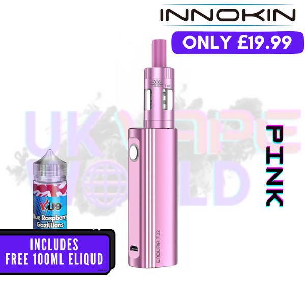 Pink Innokin T22E Vape Kit + Free 100ML Liquid - ONLY £19.99 - UK Vape World