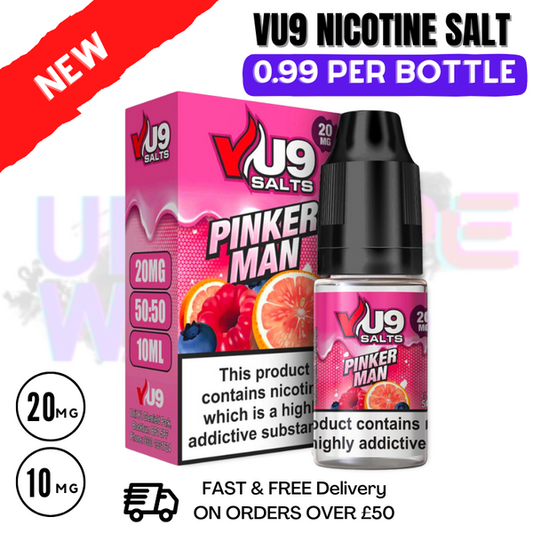 Shop PinkerMan Nic Salt 10ml Nicotine E Juice by VU9 - UK Vape World