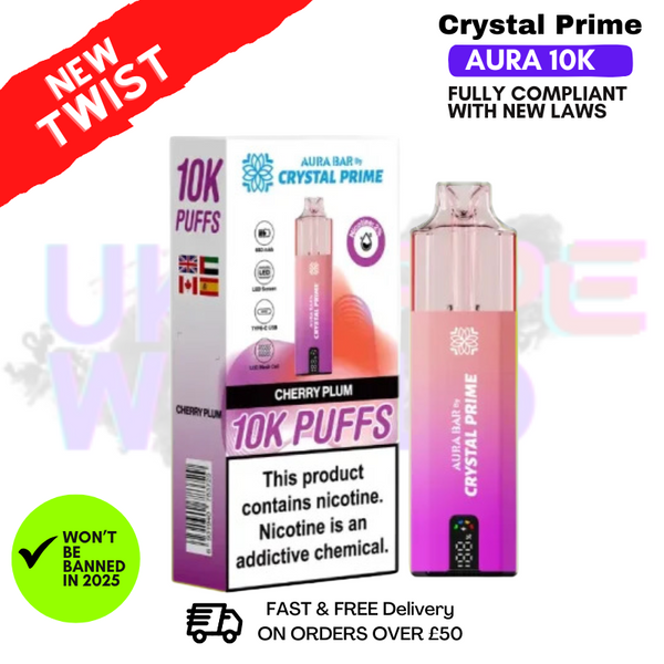 Shop Plum Cherry Crystal Prime 10K Puff Pod Kit - UK Vape World
