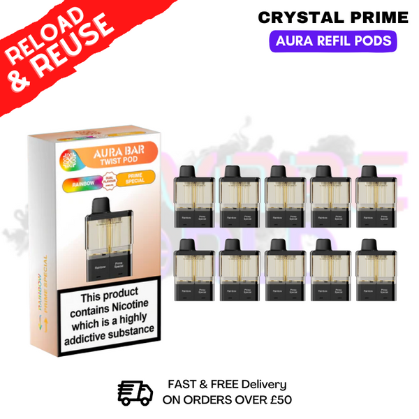 RainbowCrystal Aura 40K Replacement Pods Box Of 10 - ukvapeworld