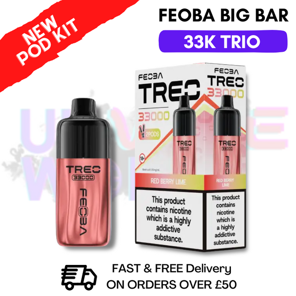 Red Berry Lime Feoba Treo 33K Puff Pod Kit - ukvapeworld