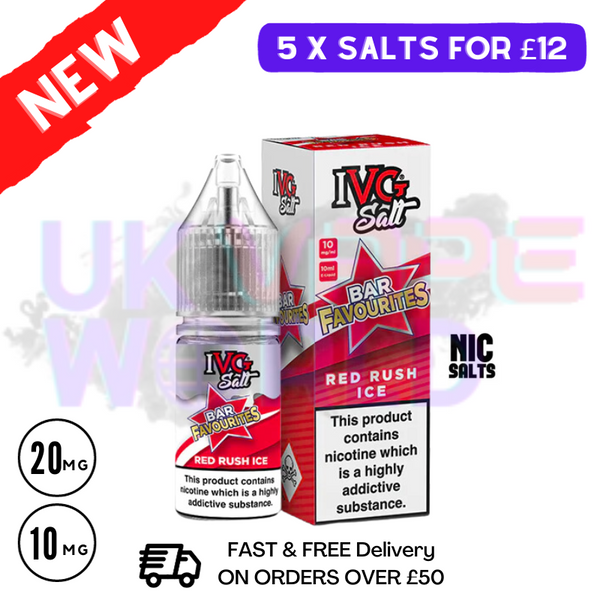 Red Rush ICE IVG "Bar Favourites" Salt 10ml Nic Eliquid Indulge in the tantalising taste of a familiar energy drink - UK Vape World