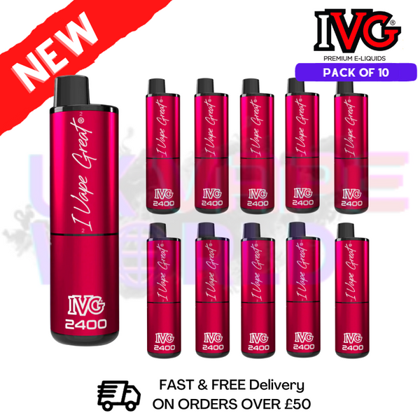 Box Of 10 - RED Edition IVG 2400 Disposable Vape Pen Kit- UK Vape World